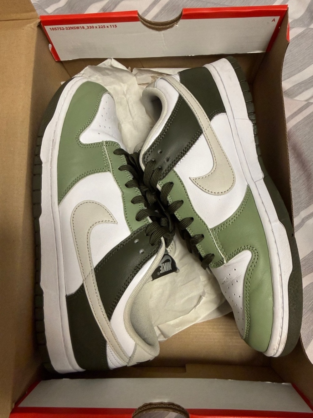 Nike Men’s Dunks— Olive Green, Light Green & White